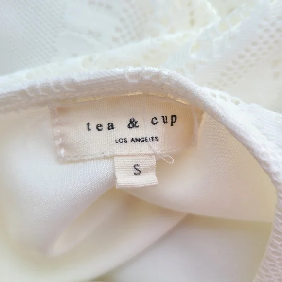 Tea n Cup White Lace Open Back Mini Dress Sheer Sleeve Size XS Bride Rehearsal - Picture 11 of 14